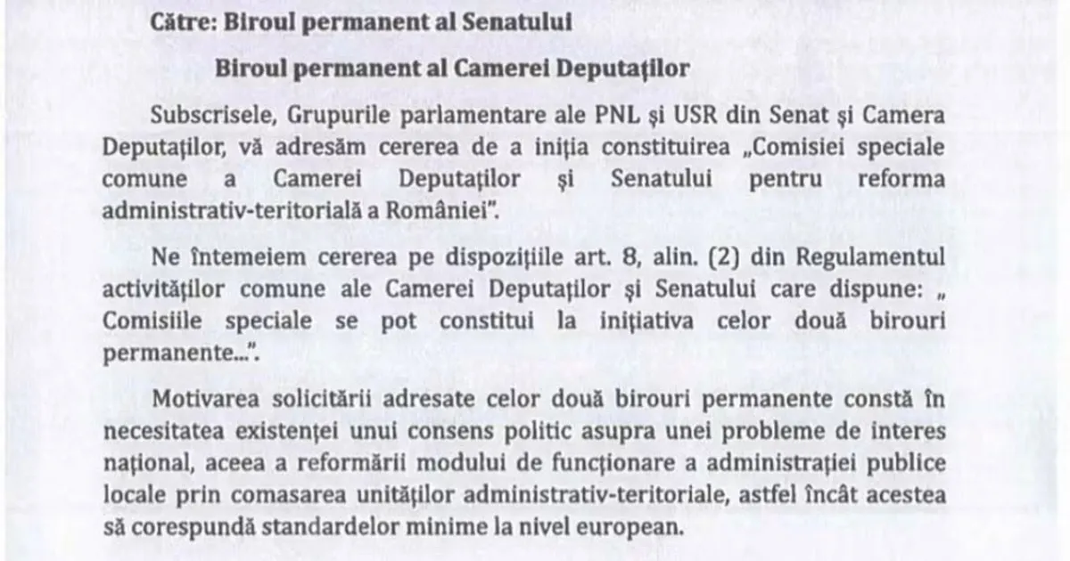 PNL și USR au declanșat procesul de reformă administrativ-teritorială în Parlament