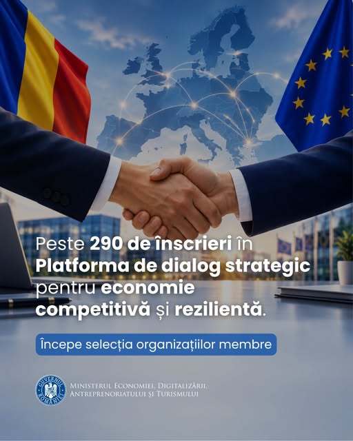 Ministerul Economiei anunță peste 290 de candidaturi pentru Platforma de dialog strategic pentru economie